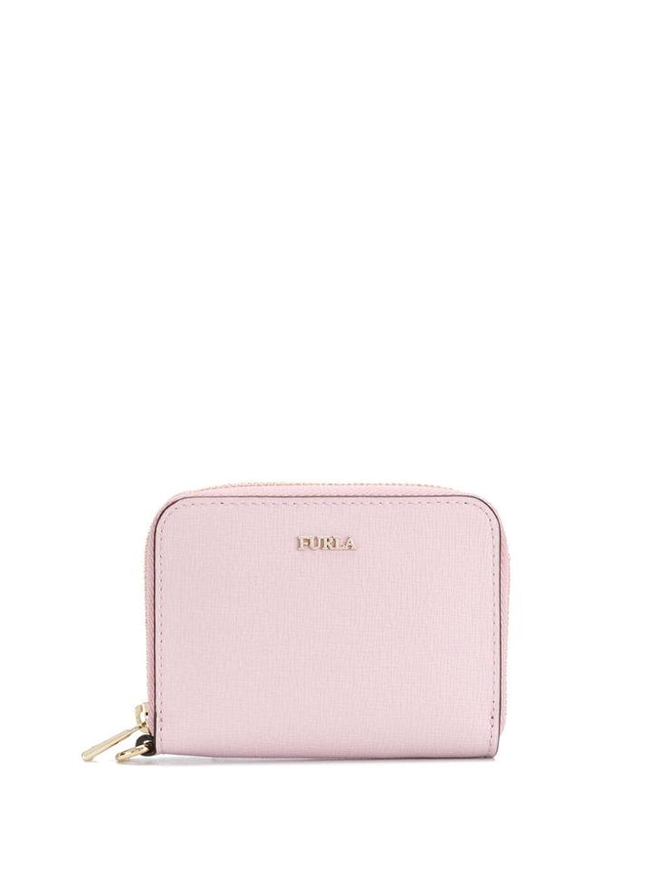 Furla Grained Logo Plaque Purse - Pink
