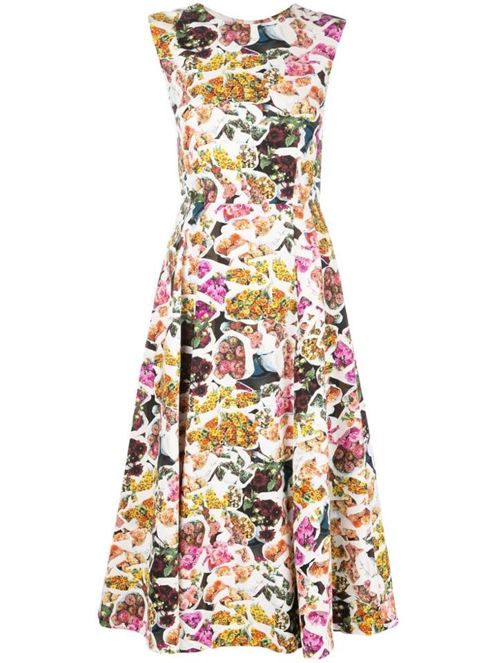 Adam Lippes Floral Print Fluted Dress - Multicolour