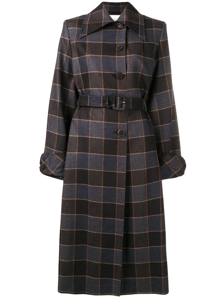 Mulberry Check Single Breasted Coat - Brown