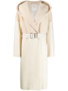 Sportmax Colour Block Hooded Coat - White