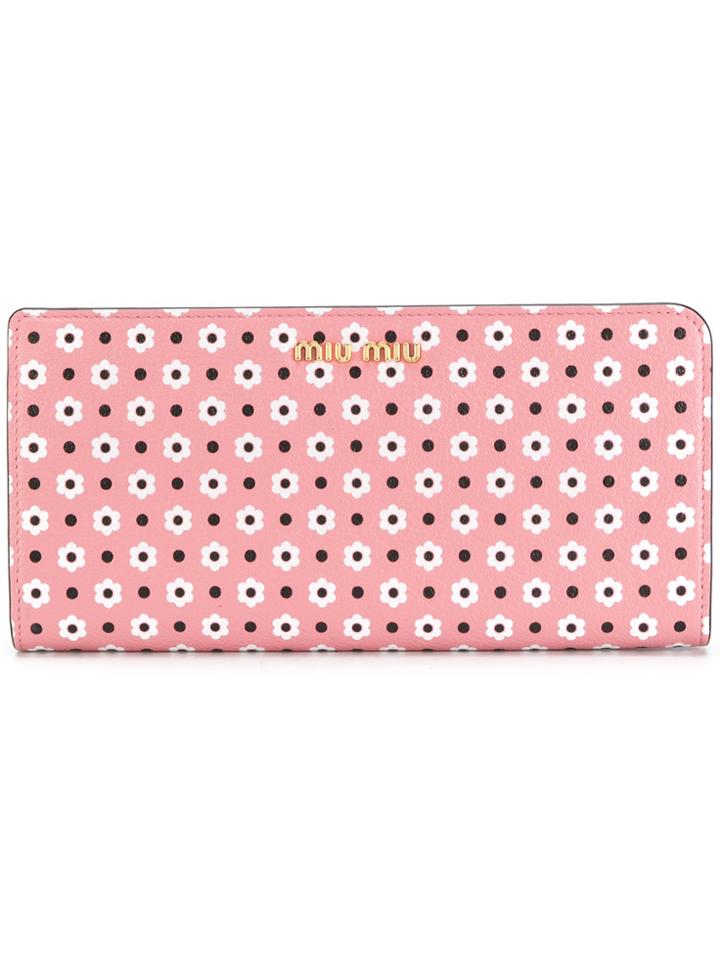 Miu Miu Daisy Print Continental Wallet - Pink & Purple