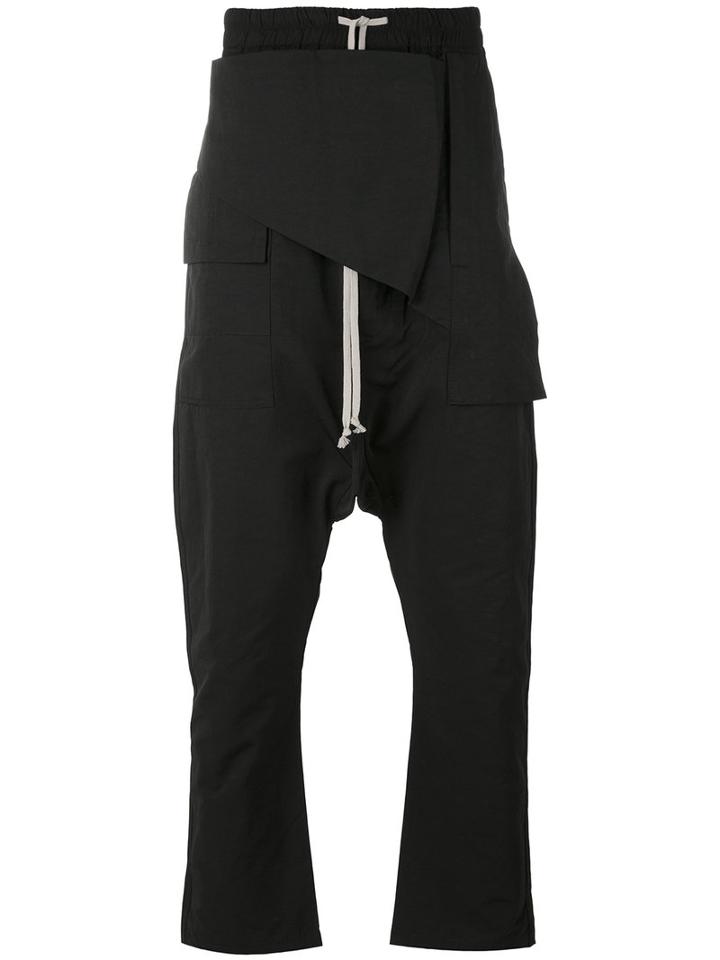 Rick Owens Drkshdw - Layered Drop-crotch Trousers - Men - Cotton/polyamide - Xs, Black, Cotton/polyamide
