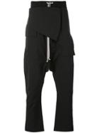 Rick Owens Drkshdw - Layered Drop-crotch Trousers - Men - Cotton/polyamide - Xs, Black, Cotton/polyamide