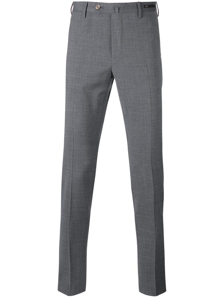 Pt01 Tapered Cropped Trousers, Men's, Size: 54, Grey, Polyester/spandex/elastane/virgin Wool