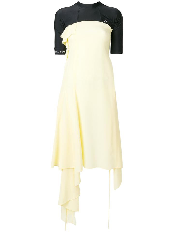 Marine Serre Mock Neck Midi Dress - Yellow & Orange