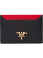Prada Logo Contrast Cardholder Wallet - Black