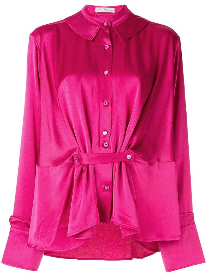 Palmer / Harding Satin Gathered Blouse - Pink