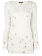 R13 Frayed Sweater, Women's, Size: Small, White, Acrylic/alpaca/merino