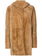 Drome Hooded Shearling Jacket - Brown