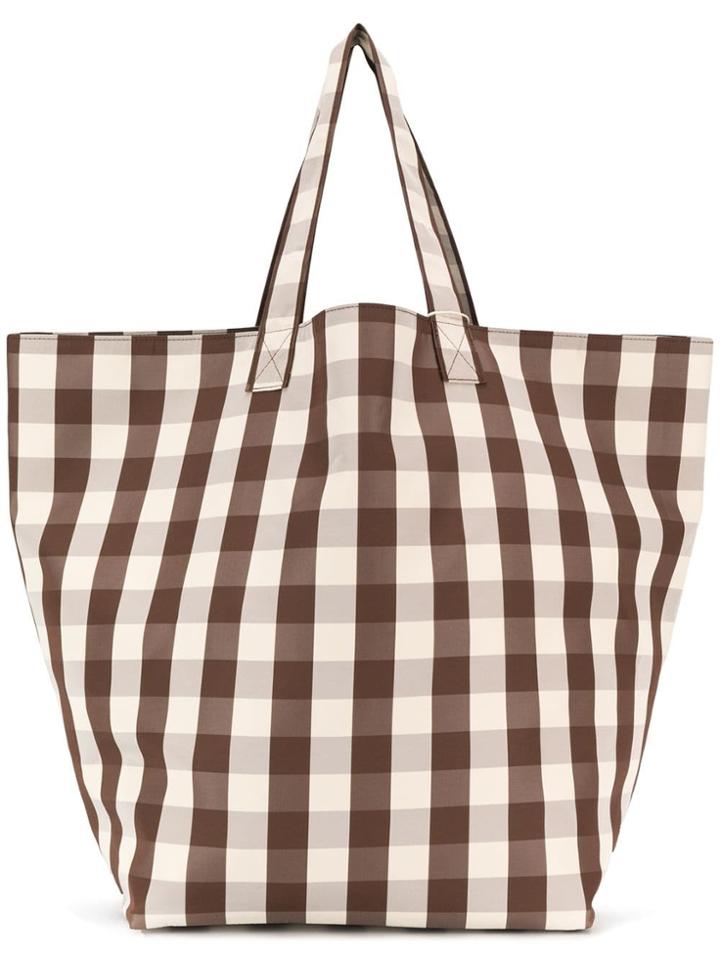 Trademark Large Gingham Grocery Tote - Brown