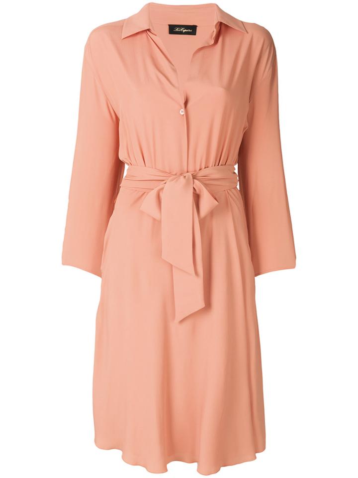 Les Copains Tie Waist Shirt Dress - Yellow & Orange