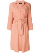 Les Copains Tie Waist Shirt Dress - Yellow & Orange