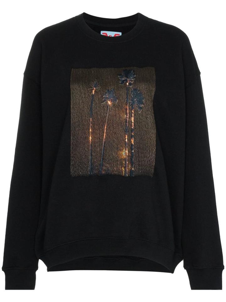 Adaptation Burning Palm Print Cotton Sweatshirt - Black