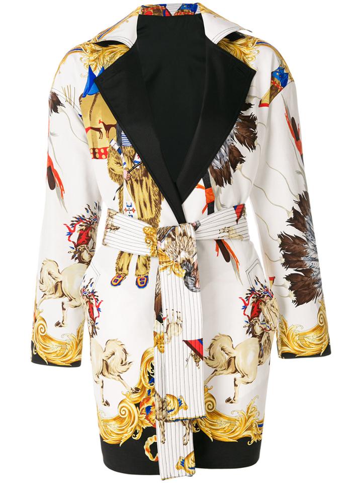Versace Native American Baroque Belted Coat - White