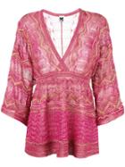 M Missoni V Neck Blouse, Women's, Size: 40, Pink/purple, Polyamide/viscose/metallic Fibre/cotton
