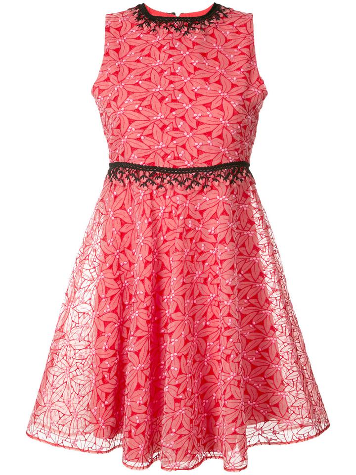 Giamba - Pleated Trim Dress - Women - Cotton/polyester - 42, Red, Cotton/polyester