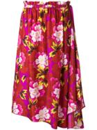 Kenzo Floral Print Asymmetric Skirt - Red
