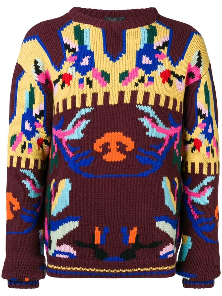 Prada Intarsia Knit Sweater - Pink