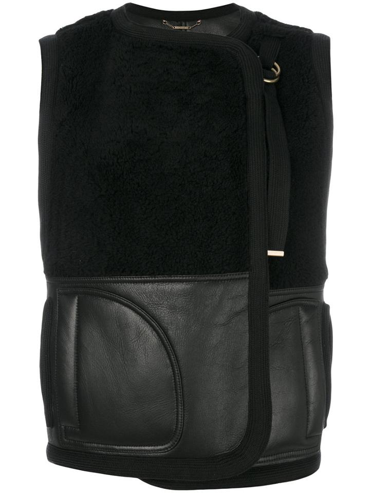 Chloé - Shearling Panelled Gilet - Women - Cotton/lamb Skin - 40, Black, Cotton/lamb Skin