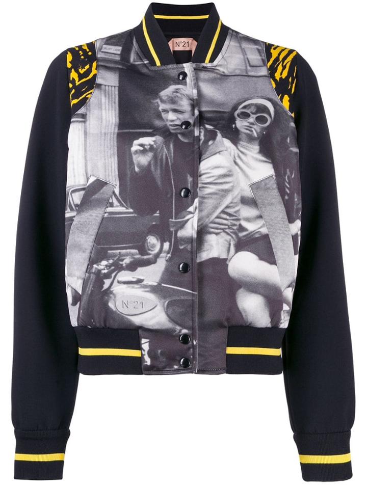 Nº21 Printed Bomber Jacket - Black