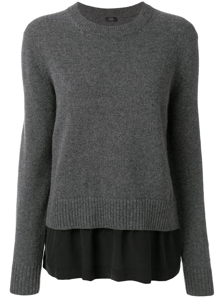 Joseph Layered Crew Neck Sweater - Grey