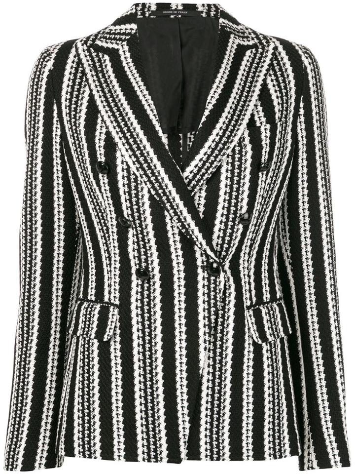 Tagliatore Striped Monochrome Blazer - Black