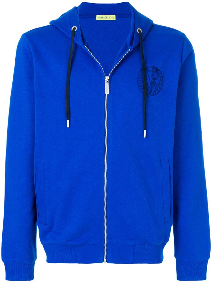 Versace Jeans Logo Detail Zip Hoodie - Blue