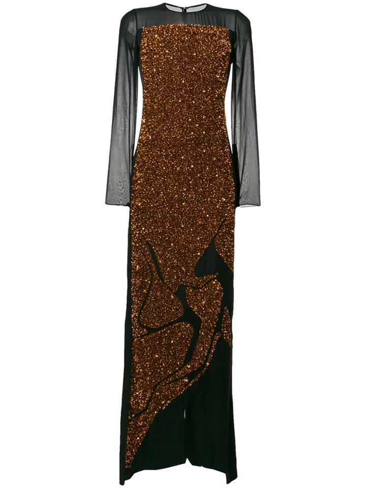Tom Ford Sequin Embroidered Maxi Dress - Black