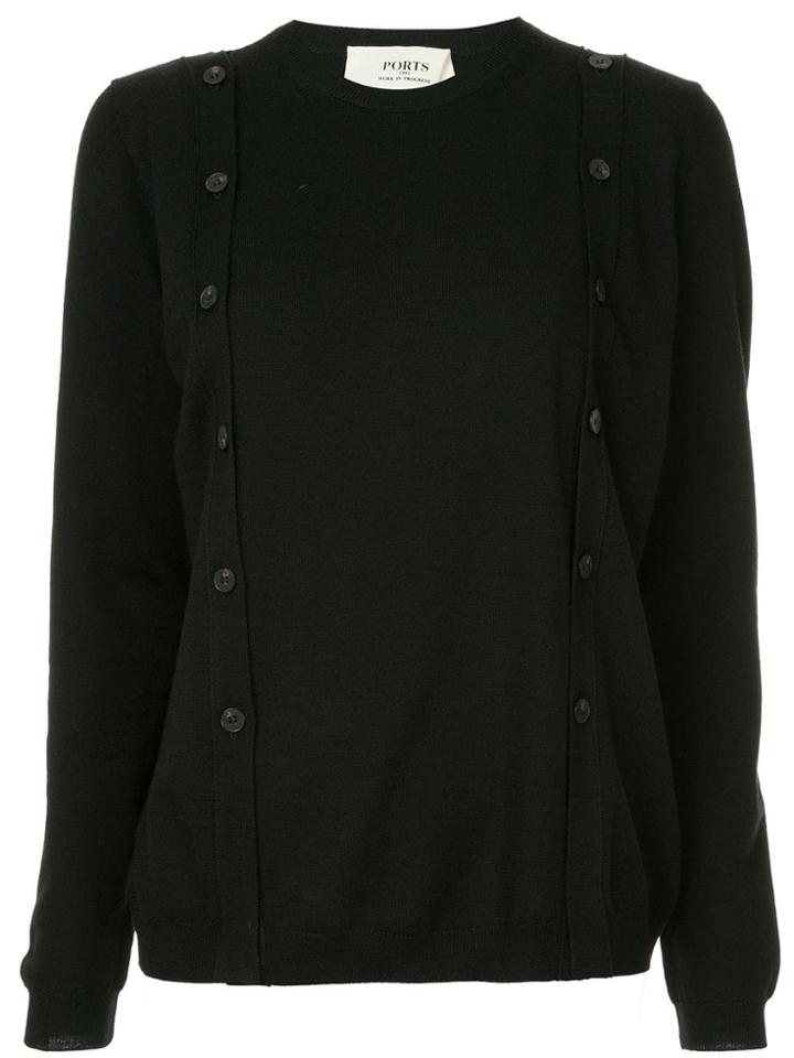 Ports 1961 Button Stripe Jumper - Black