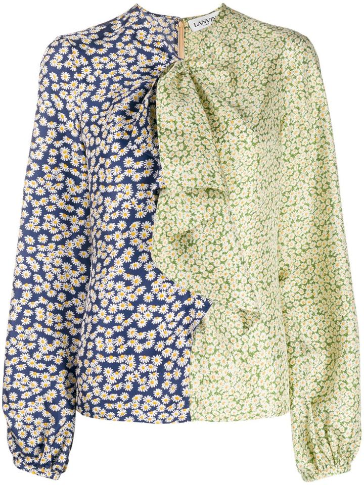 Lanvin Two Tone Daisy Print Blouse - Blue