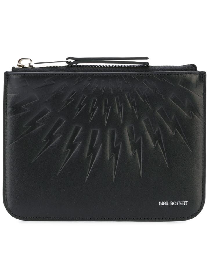 Neil Barrett Lightning Embossed Zip Wallet - Black