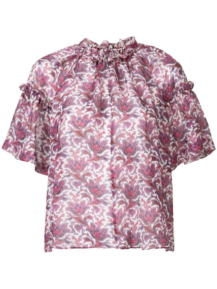 Isabel Marant Gathered Printed Top - Purple
