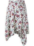 Isabel Marant Rachel Printed Asymmetric Skirt, Women's, Size: 42, White, Silk/cotton