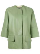 Marni Three-quarter Sleeve Leather Jacket - Green