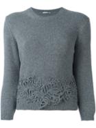 Ermanno Scervino Floral Applique Jumper, Women's, Size: 44, Grey, Acrylic/polyester/cashmere/virgin Wool