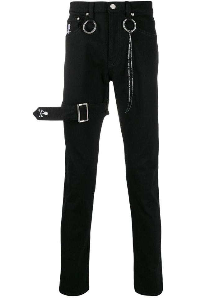 Mastermind World Embroidered Skull Jeans - Black