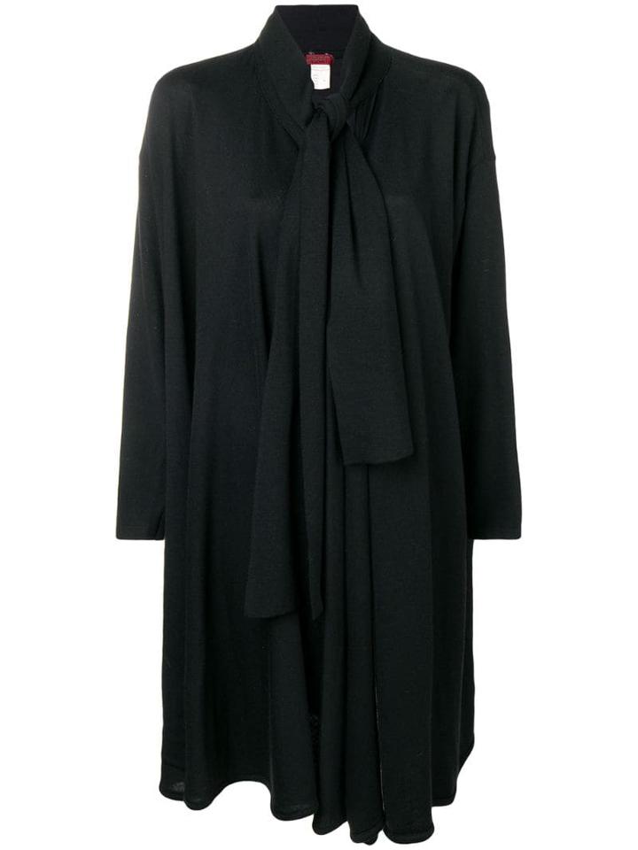 Kenzo Pre-owned Tie Neckline Draped Jacket - Black