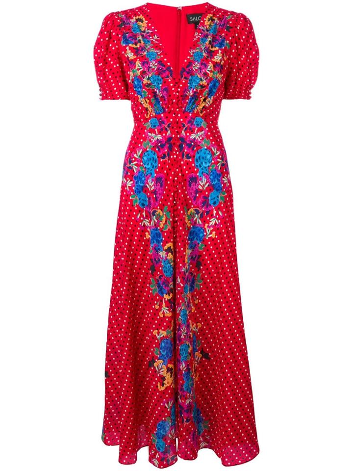 Saloni Lea Maxi Dress - Red