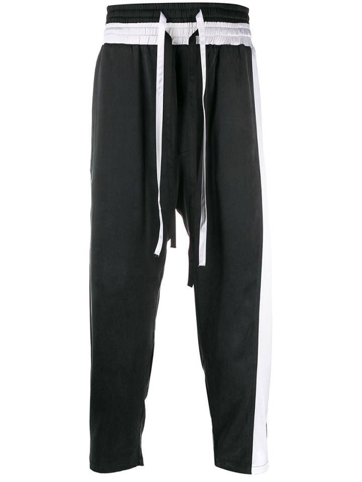 Nahmias Contrast Stripe Satin Trousers - Black