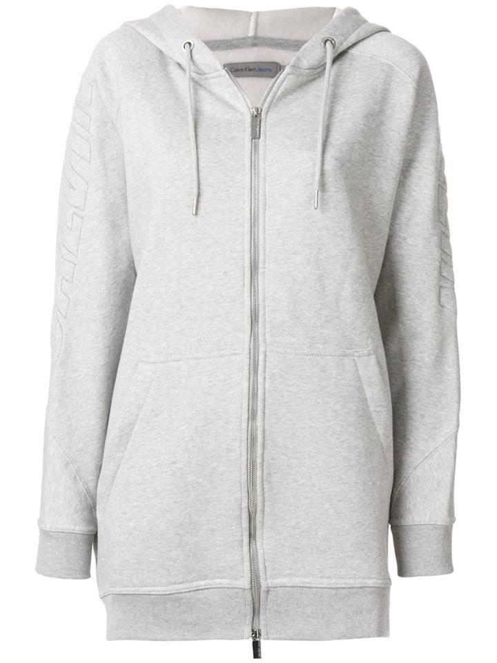 Calvin Klein Embroidered Logo Hoodie - Grey