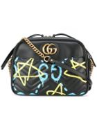 Gucci Graffiti Print Crossbody Bag, Women's, Black, Calf Leather