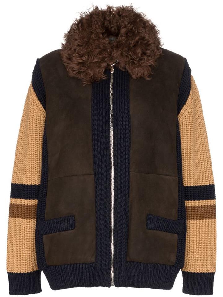 Miu Miu Shearling-collar Jacket - Brown