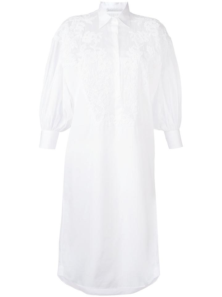 Ermanno Scervino Lace Panel Midi Dress, Women's, Size: 40, White, Cotton/viscose/polyamide/polyester