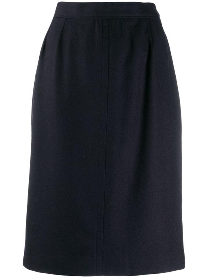 Yves Saint Laurent Pre-owned 1980's High Waisted Midi Skirt - Blue