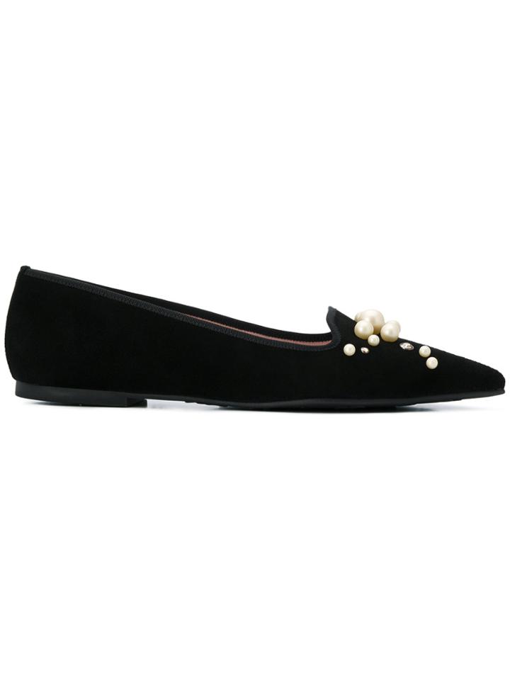 Pretty Ballerinas Embellished Pointed Ballerina Pumps - Black