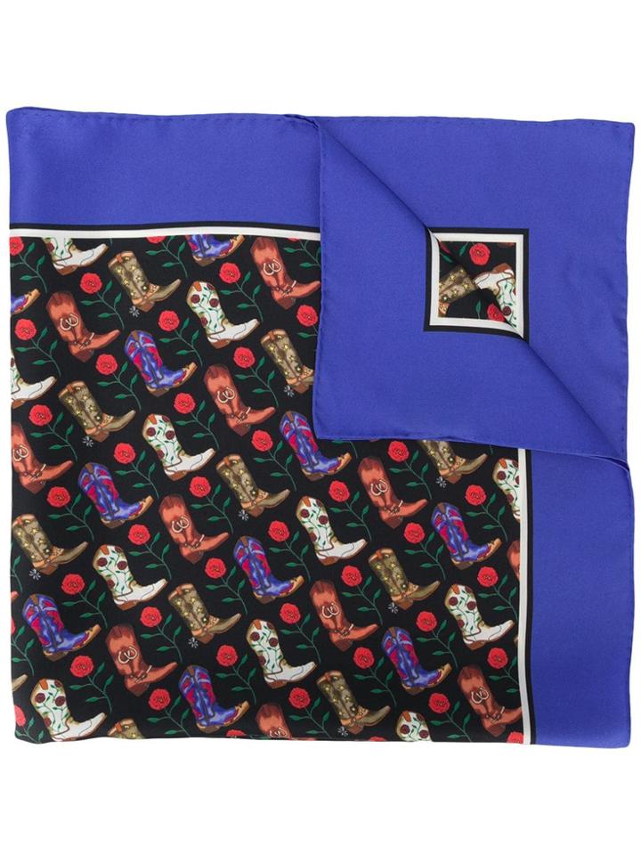 Sandro Paris Short Printed Scarf - Blue