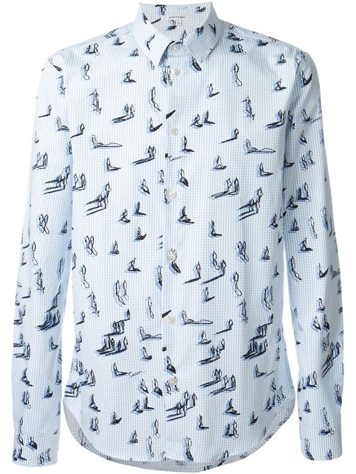 Carven Sketch Print Shirt, Men's, Size: 43, White, Cotton