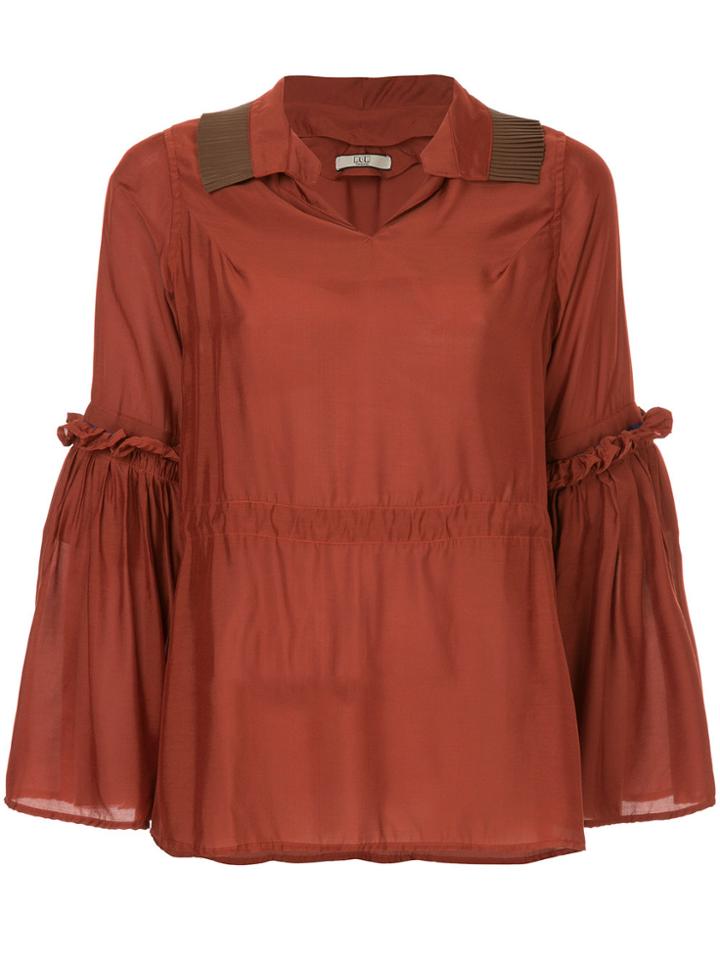 Non Tokyo Flared Sleeves Blouse - Brown