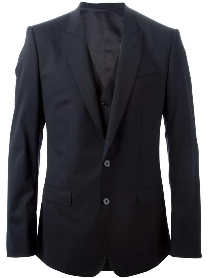 Dolce & Gabbana Classic Three-piece Suit, Men's, Size: 52, Black, Spandex/elastane/cupro/viscose/virgin Wool