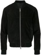 Ami Alexandre Mattiussi Suede Leather Zipped Jacket With Raglan